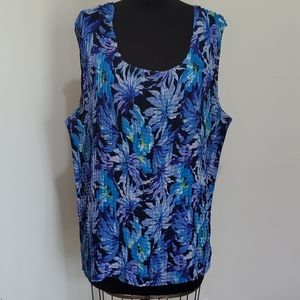 Notations - Blue Floral Sleeveless Top - Size 3X